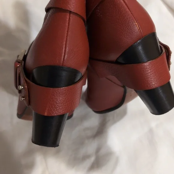 Chloe Leather Buckle Boots sz 8-8.5 Eu Size 38.5 Burnished Rust Moto Style - Picture 4 of 8